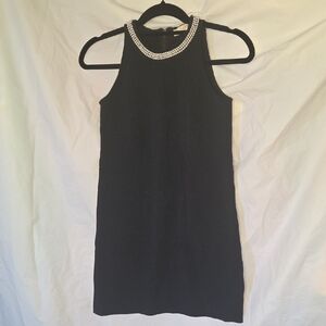 LOFT Black Dress with Pearl Detail